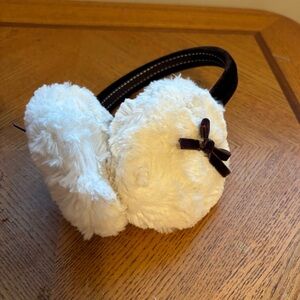 Cottagecore White Fur and Velvet Earmuffs with Velvet Brown Bows